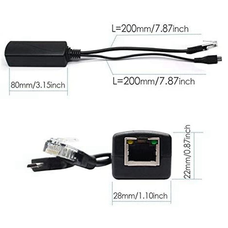 2X Micro-USB POE Splitter 48V To 5V2A/3A Mini USB Power Supply National Standard With Smart Phone Charging