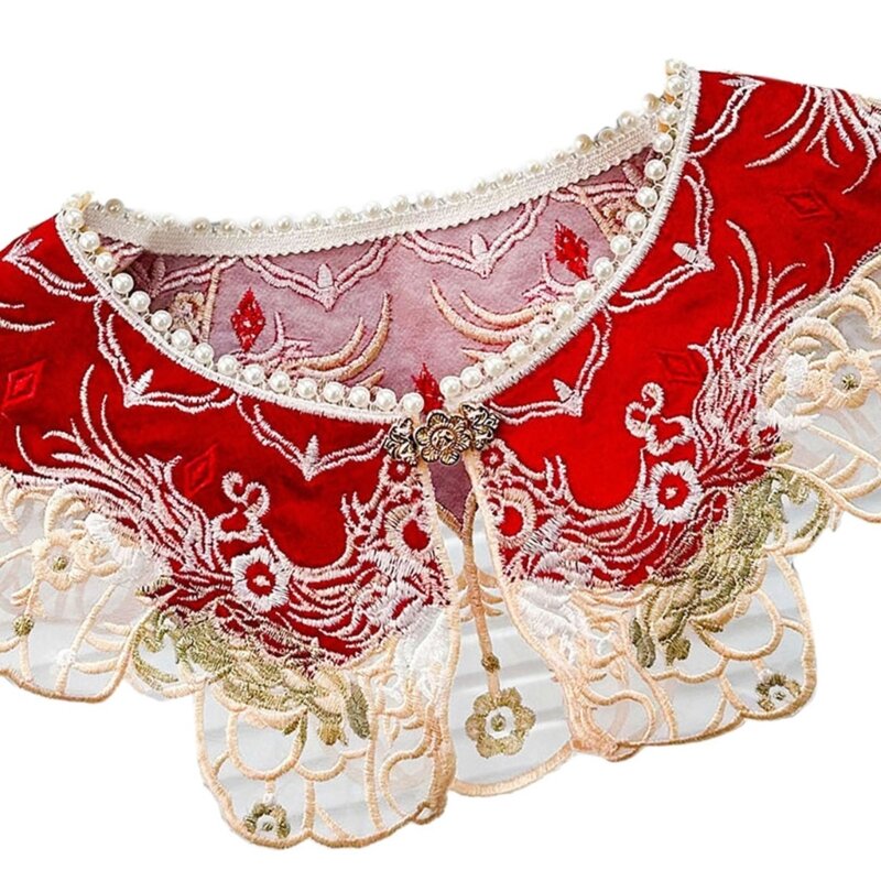652F 刺繍花首輪女性のための韓服の首輪タッセル花ショール装飾雲建中国韓服の首輪