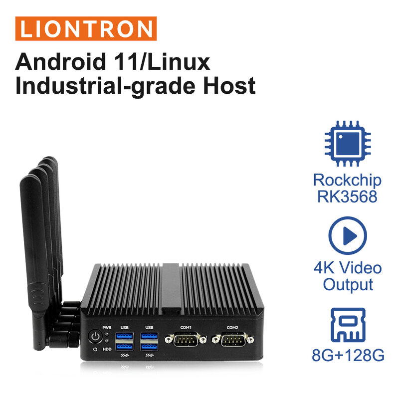 Rockchip ARM RK3568 Embedded fanless rugged pc android and linux industrial mini pc With RS232 RS485 Dual LAN Ethernet port