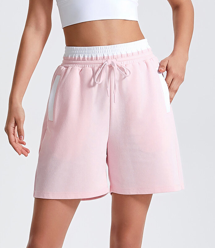 Women's Loose Shorts Summer Casual Elastic Waist Tie Up Half Pants With Deep Pockets Tube Shorts For Walking Athletic