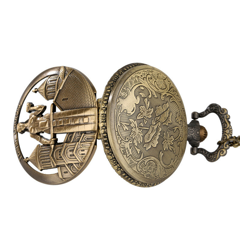 Estilo vintage relógio oco para fora tbilisi georgia design masculino relógio de bolso analógico de quartzo número árabe colar pingente corrente
