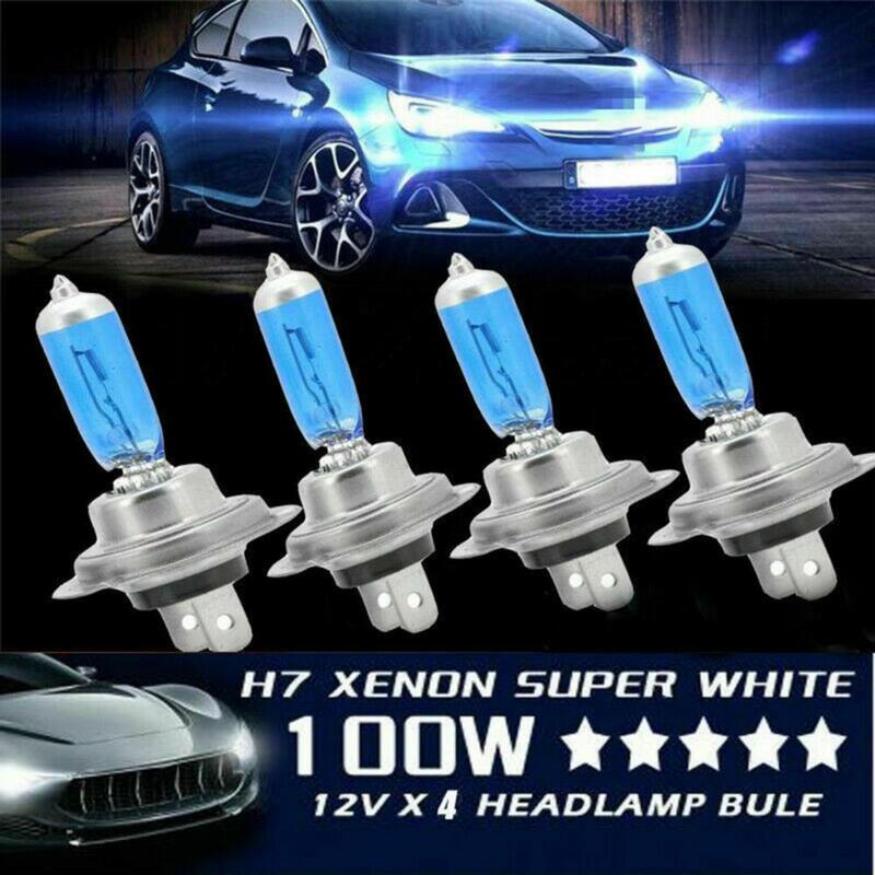 4 шт., автомобильные галогенные лампы H7, супер яркие, устойчивые к высоким температурам, 6000K, 100 Вт, автомобильные галогенные передние лампы для замены автомобиля