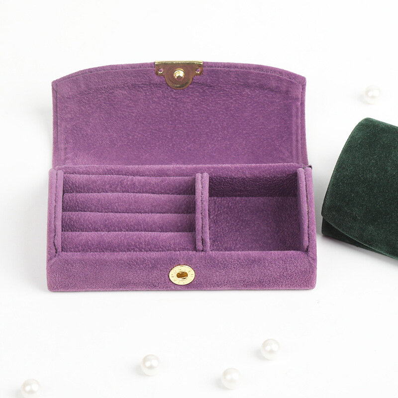 Organisateur de bijoux en velours, présentoir Portable de voyage, boîte de rangement pour médaillon collier bagues boucles d'oreilles porte-cadeau bleu gris rose