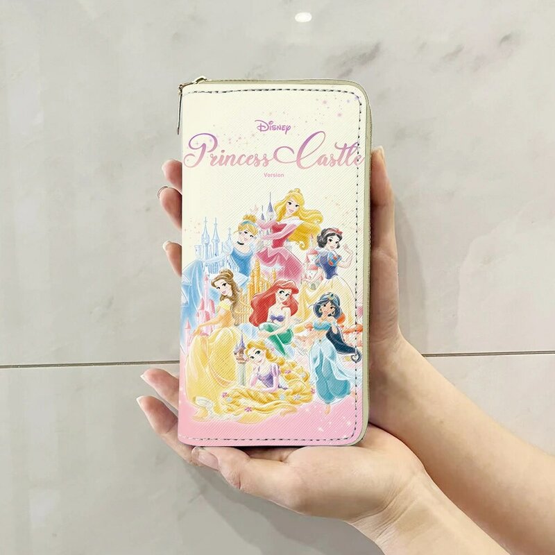 Disney Princess Beauty and Beast W5999 tas Anime tas dompet ritsleting kartun tas koin kasual dompet penyimpanan kartu hadiah tas tangan