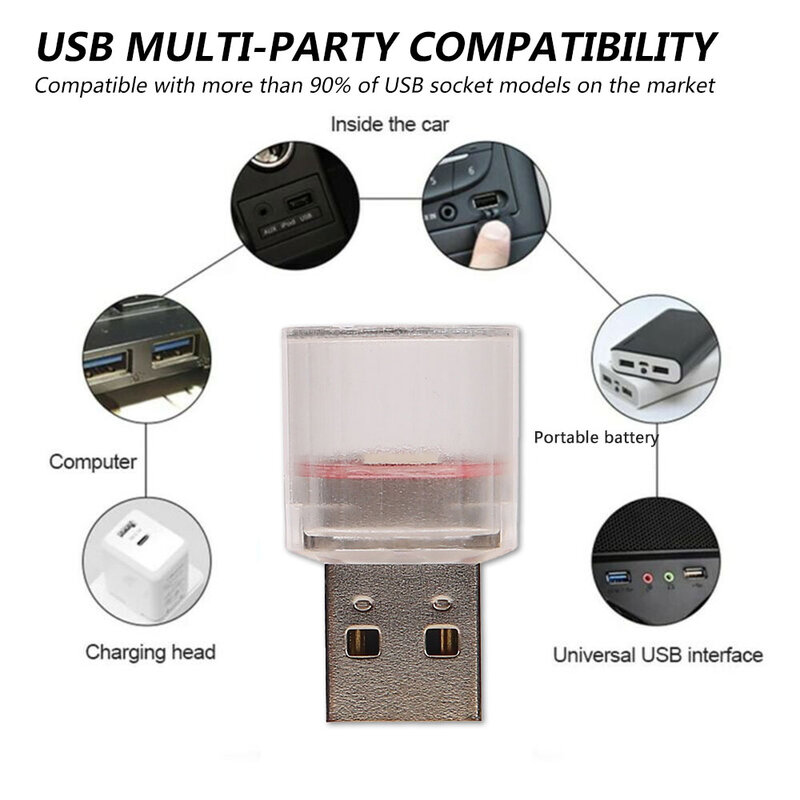 Миниатюрный USB-светильник, светодиодный фонарь, яркий неоновый внутренний светильник для автомобиля, интерьерный декоративный USB-светильник, бесплатная доставка
