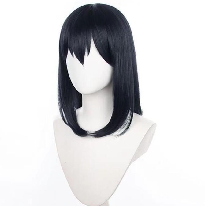 시미즈 키요코 코스프레 가발, 섬유 합성 가발, 애니메이션 하이큐 코스프레, 블랙 긴 머리 합성 가발