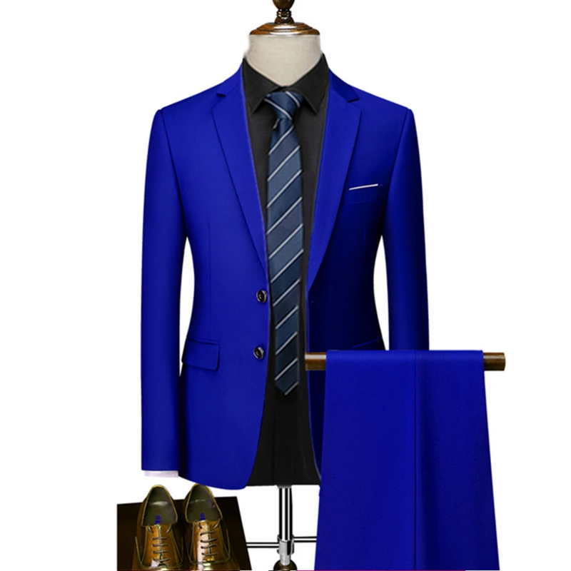 2 pezzi abiti Set blazer giacca pantaloni 2023 moda nuovi uomini Casual Boutique Business Plaid Slim Dress formale cappotto pantaloni