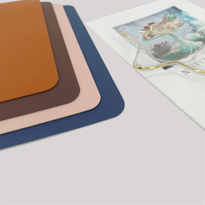 Square Leather Table Mats Double Sided Bicolor Heat Insulation Mat Hotels Decoration Waterproof Oil Proof Dining Plates Pad