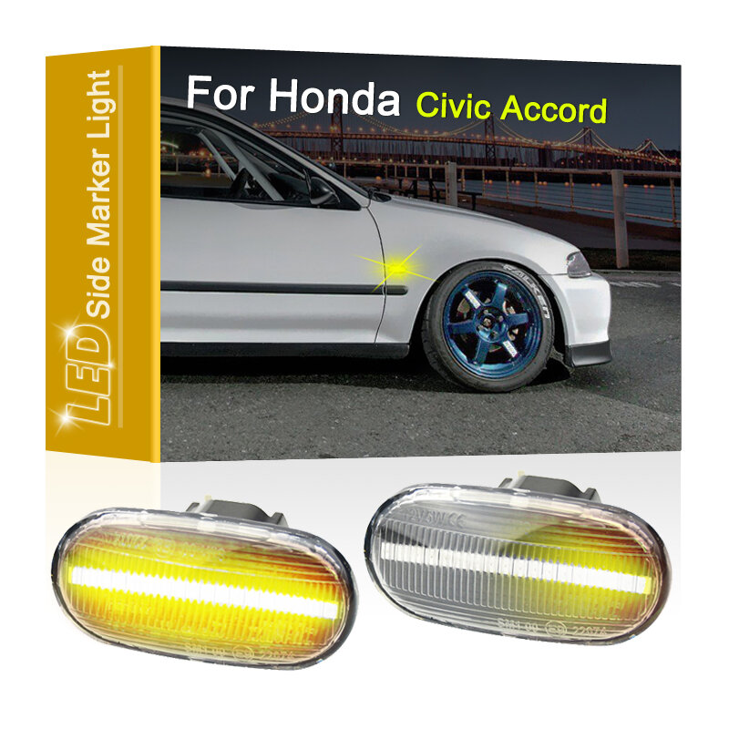 12V Rakitan Lampu Penanda Sisi LED Dinamis Lensa Bening untuk Honda Civic 2009-2015 Accord 2008-2013 Lampu Sein