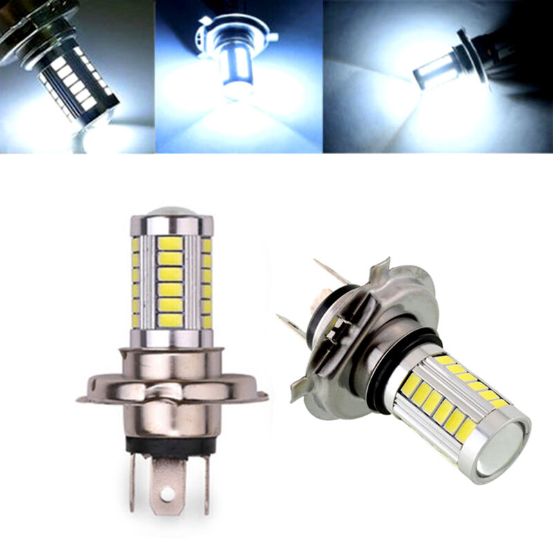 차량용 LED 램프, 고출력 운전 램프 전구, 매우 밝은 백색 안개등, H4, H7, 5630, 33SMD, 12V, 2 개
