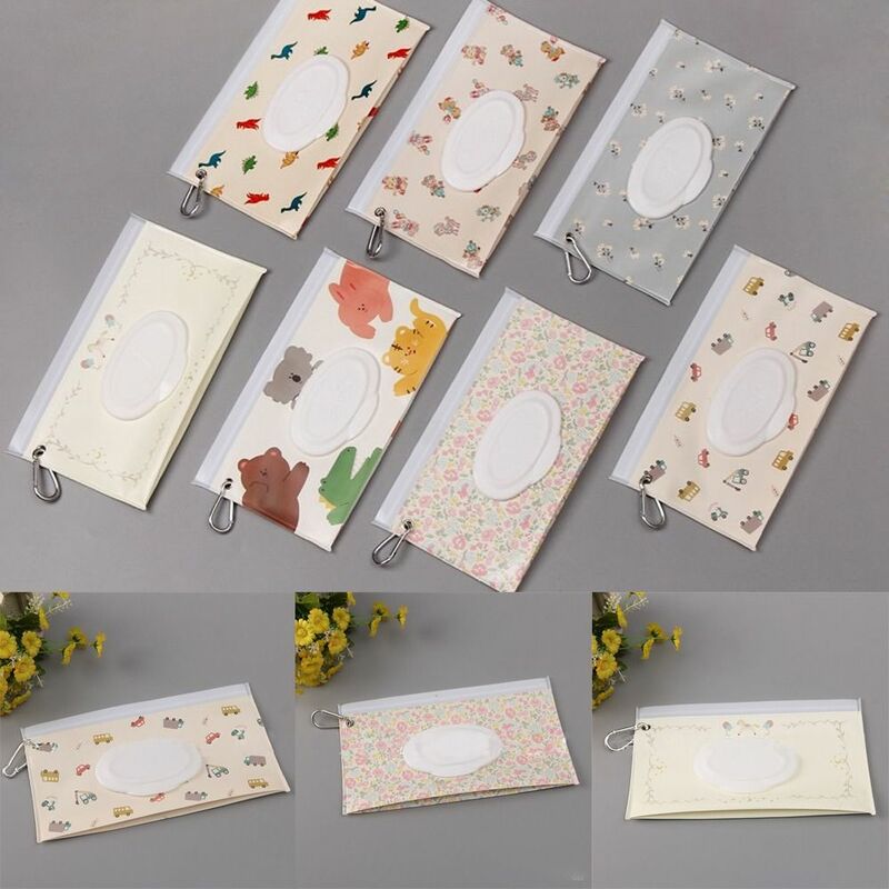 Fashion Useful Portable Baby Product Snap-Strap Flip Cover Wipes Holder Case Wet Wipes Bag Tissue Box Cosmetic Pouch