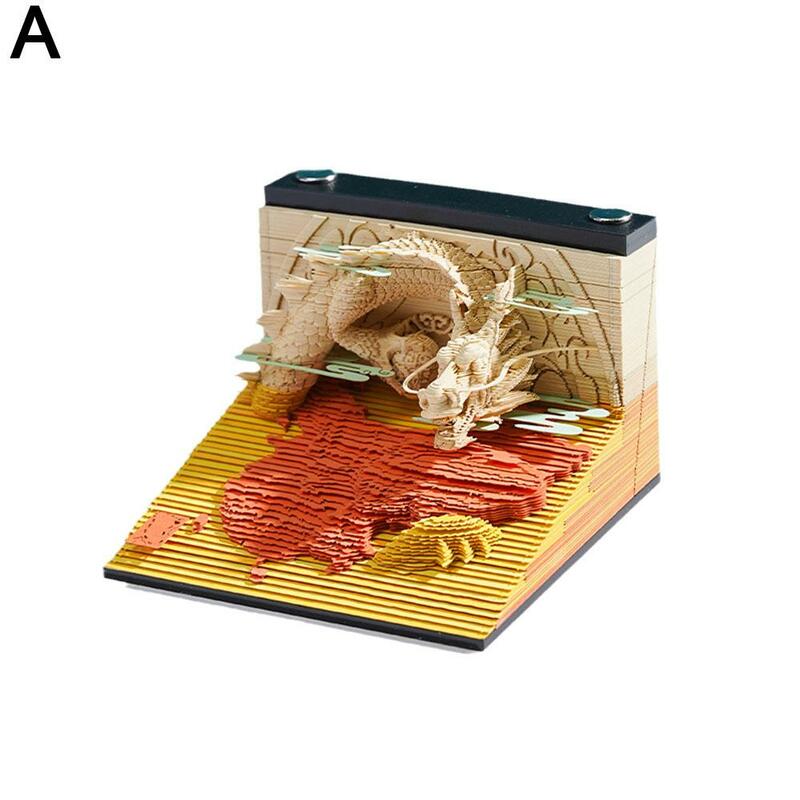 Dragon 3d Notepad 3d Art 2024 Weekly Calendar Memo Paper Carving Note Model 3d Sticky 3d Pad Blocks Gift Note K4Q7