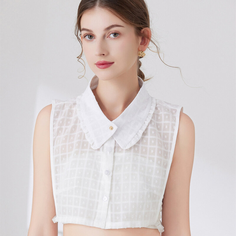 Korean Cotton Fake Collar for Women's Shirt Detachable Collar Half Shirt Blouse White False Collar Top For Women Sweater Decor