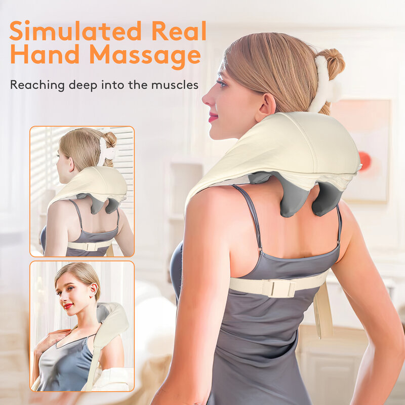 Mebak-masajeador eléctrico Cervical para hombros y cuello, máquina de masaje de amasamiento 4D para cuerpo completo, inalámbrico