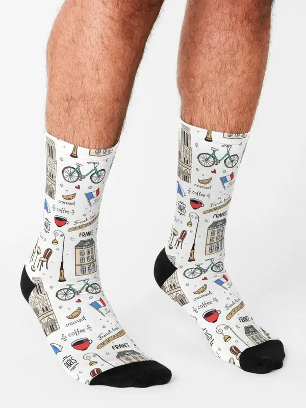 Calcetines de anime de lujo para niñas y hombres, calcetines de colores con patrón de París