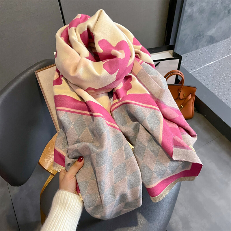 Winter Cashmere Scarf Pashmina Shawls Luxury Print Women Warm Blanket Wraps Female Foulard Brand Thick Hijab Stoles
