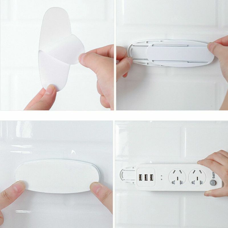 Wall-Mounted Sticker Punch-free Plug Fixer Self-Adhesive Socket Fixer Cable Wire Desktop Power Strip Holder