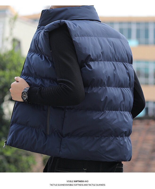 Coletes coreanos com capuz masculino, colete casual, jaquetas sem mangas, parkas grossas, coletes quentes, moda, inverno, 2024