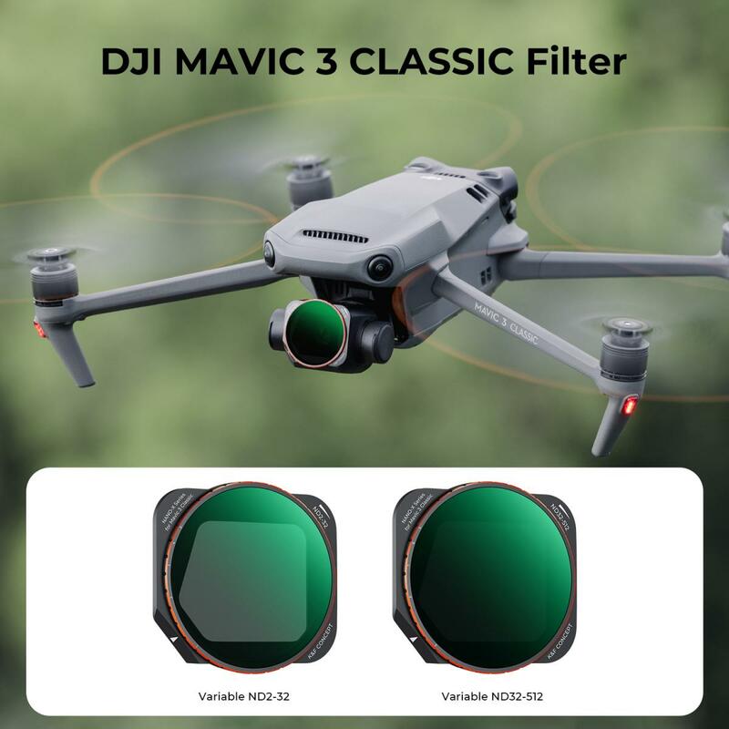 K & F Concept Drone zestaw filtrów dla DJI Mavic 3 klasyczny ND2-32 1-5 przystanków i ND32-512 5-9 przystanków aparat zmienny ND obiektywy zestaw filtrów