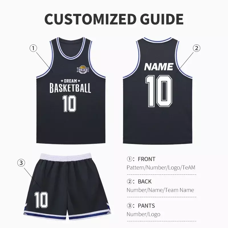 Custom Men Blank Basketball Jersey Set Youth Classic Basketball Uniform Mesh American Size Basketball Short Sleeve Shirt 246