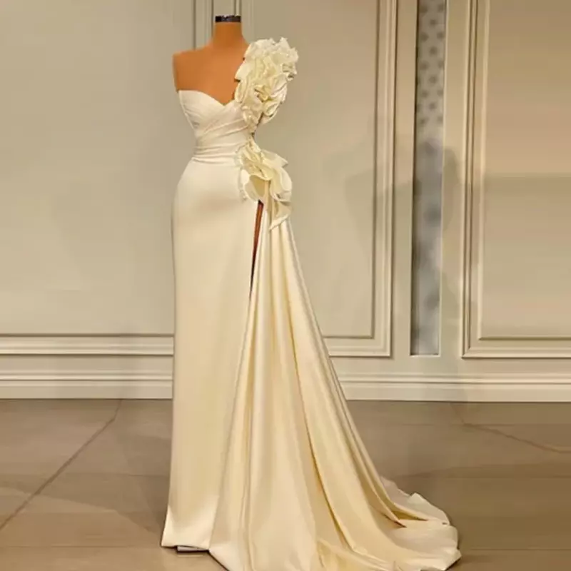 Modne wykwintne suknie ślubne syrenki kwiatowe aplikacje pionowo Vestidos de Noite wykonane na zamówienie dla kobiet suknie ślubne