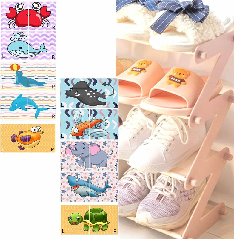 아동용 신발 스티커, 왼쪽 오른쪽 밑창 스티커, 동물 방수 신발 스티커, 아기 파티 선물, 조기 학습 데칼 50 개
