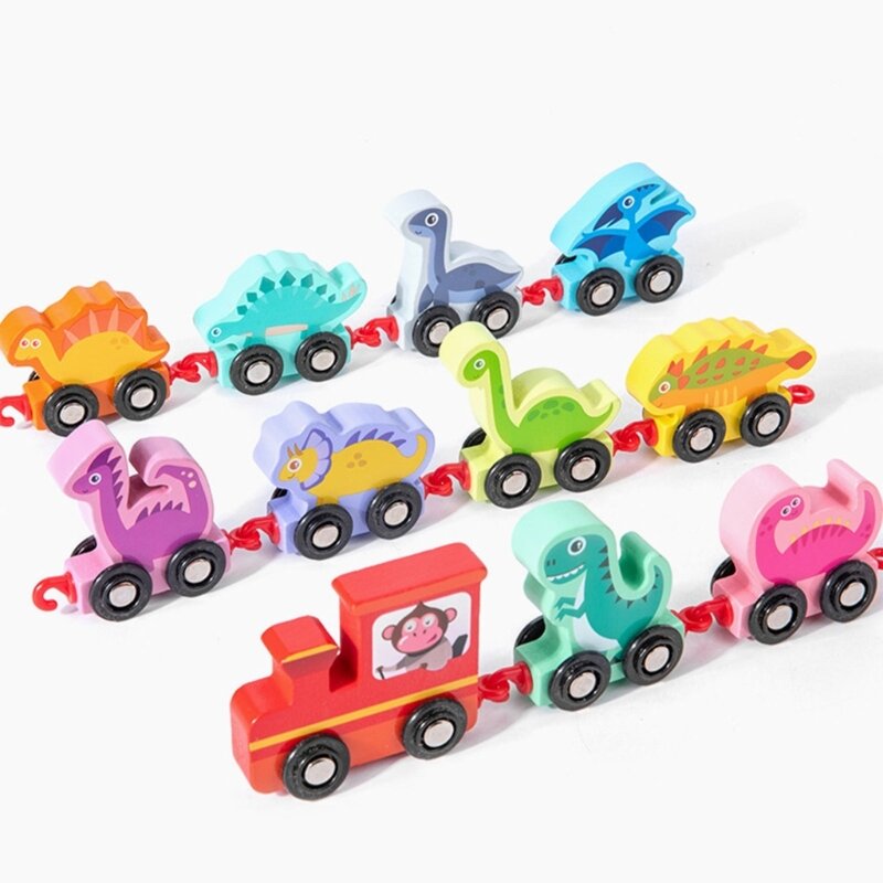 幼児リンク恐竜列車のおもちゃ教育番号学習おもちゃ子供の脳の発達算術学習おもちゃドロップシッピング