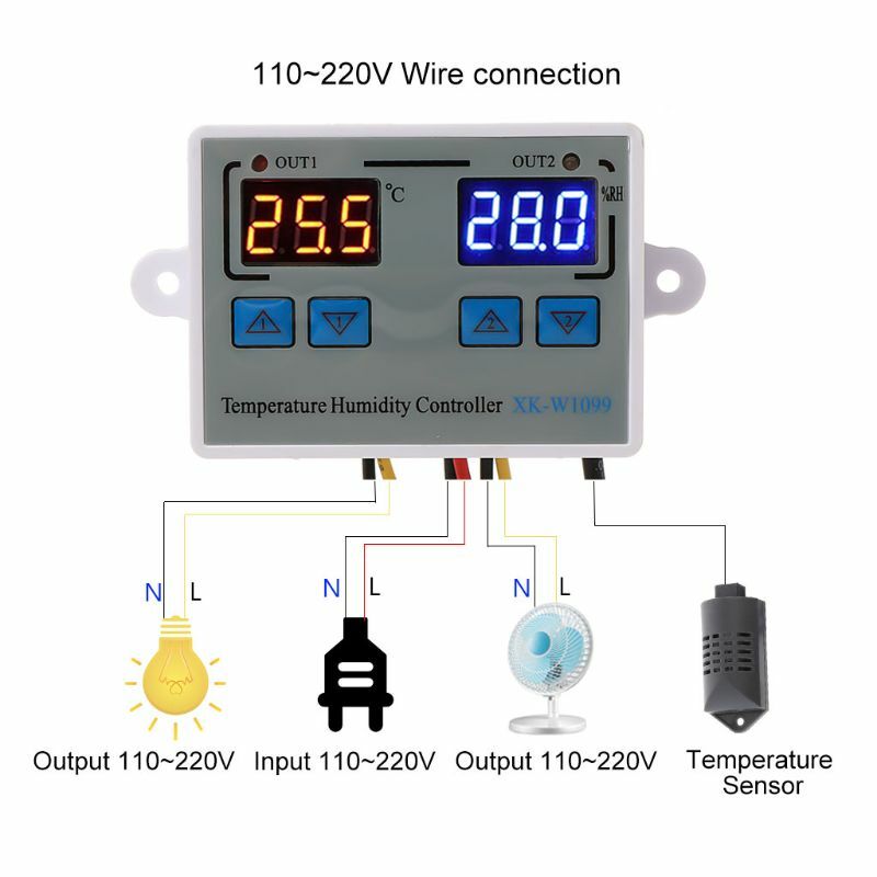 Controlador umidade temperatura com umidade temperatura digital medidor umidade incubadora 10a