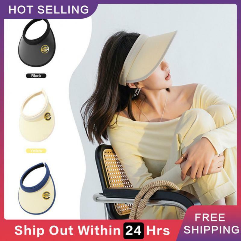 女性用の調節可能な弾性サンバイザー,耐久性のあるサマーハット,空のトップ,カジュアル,ビーチハット,10色