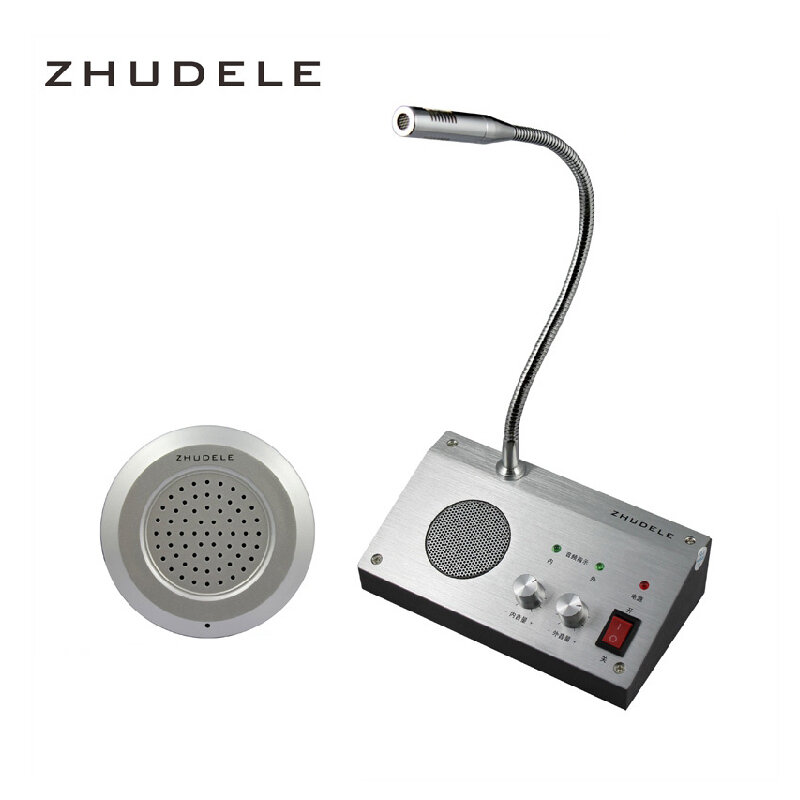 ZHUDELE Window Microphone Audio Record Intercom Interphone Speaker,Dual-Way Bank Office Store Station Window Microphone