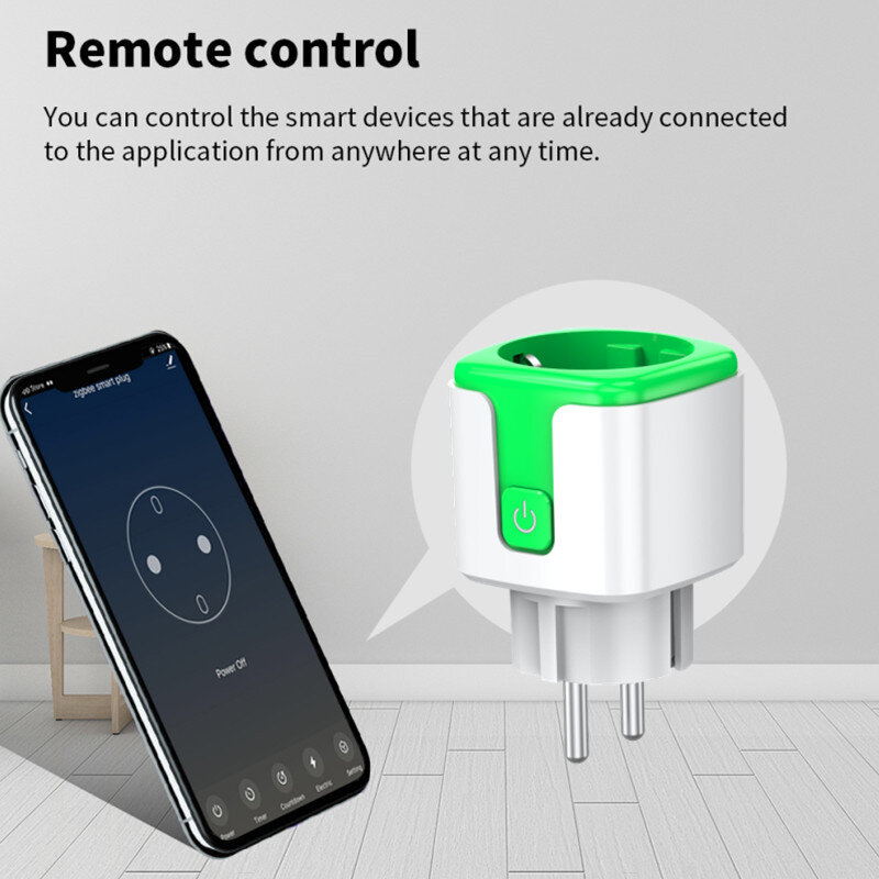 Cerhot Tuya WiFi Smart Plug EU 20A with Power Monitor Remote Control Google Assistant Alexa Yandex Alice Voice Control Wifi Plug