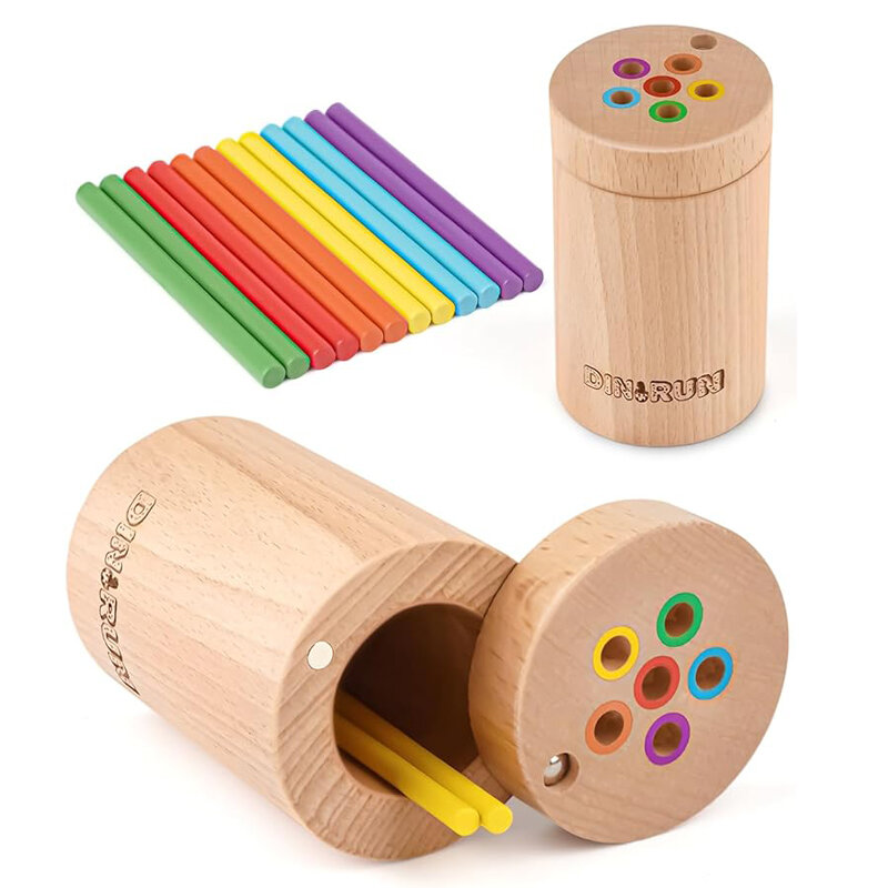 Zabawki dla malucha Montessori dla 1 2 3 lat dopasowane kolory umiejętności motoryczne zabawki sensoryczne drewniana gra planszowa z drążkiem edukacyjnym