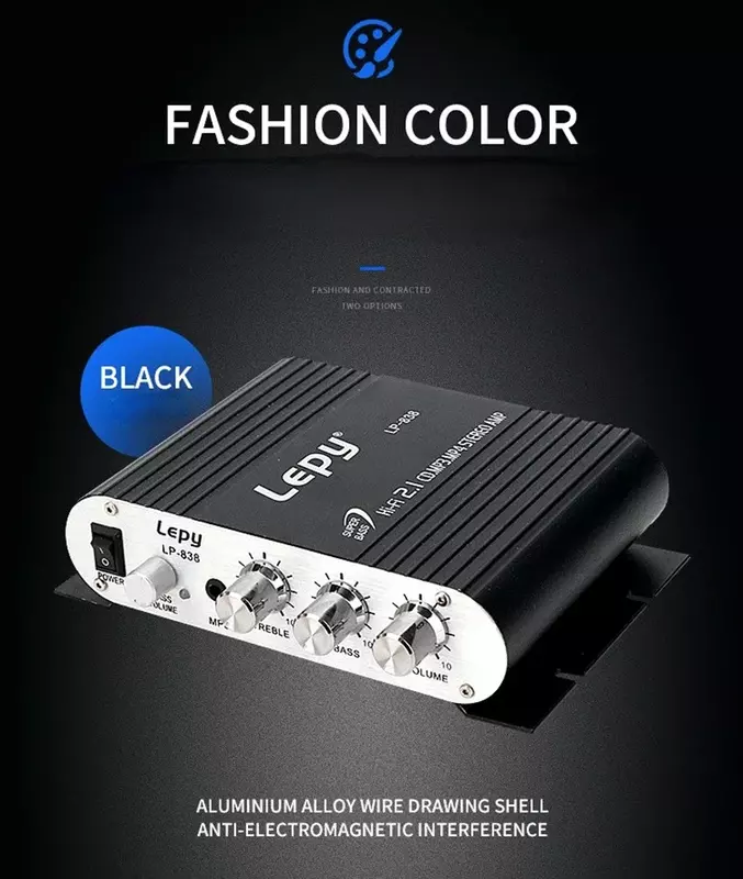 LP-838 Mini Audio HiFi Bluetooth Compatible Power Class D Amplifier Tpa3116 Digital Amp 50W*2 Home Audio Car