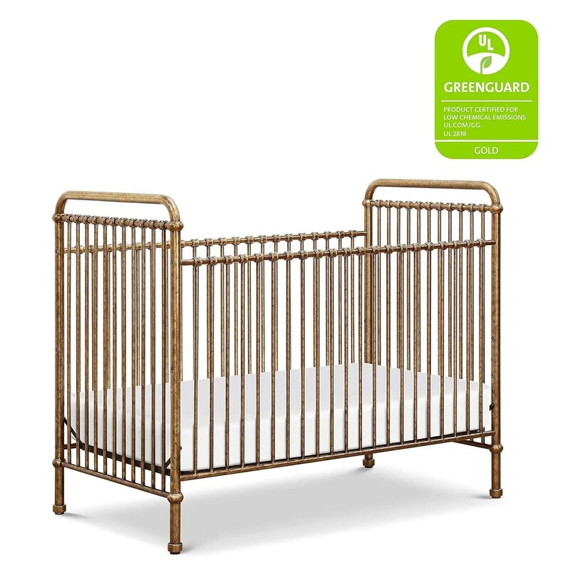Abigail 3-in-1 Convertible Metal Crib in Vintage Gold, Greenguard Gold Certified