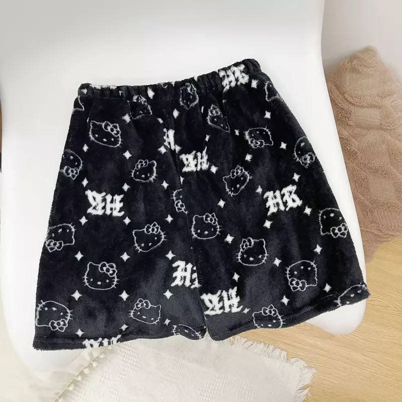 Pijama Kawaii Y2K da Sanrio Hello Kitty, calção de flanela feminina, calção de cintura alta, calça quente americana presente menina, novo verão, 2024