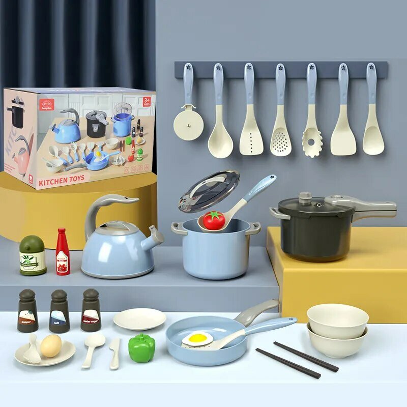 Детский игровой кухонный набор, ролевые игры, набор кухонных игрушек, набор кухонных игрушек для малышей, игрушечные горшки и сковородки для детской кухни