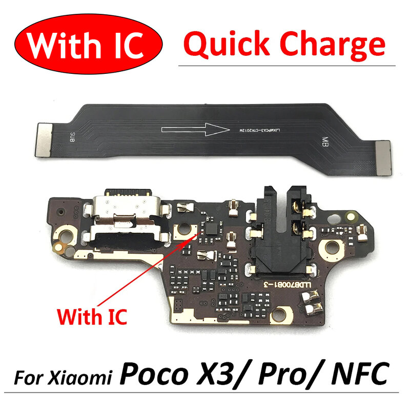 Kabel Flex konektor Port Dok pengisian daya papan USB untuk Xiaomi POCO X3 NFC Pro fleksibel papan utama Mainboard