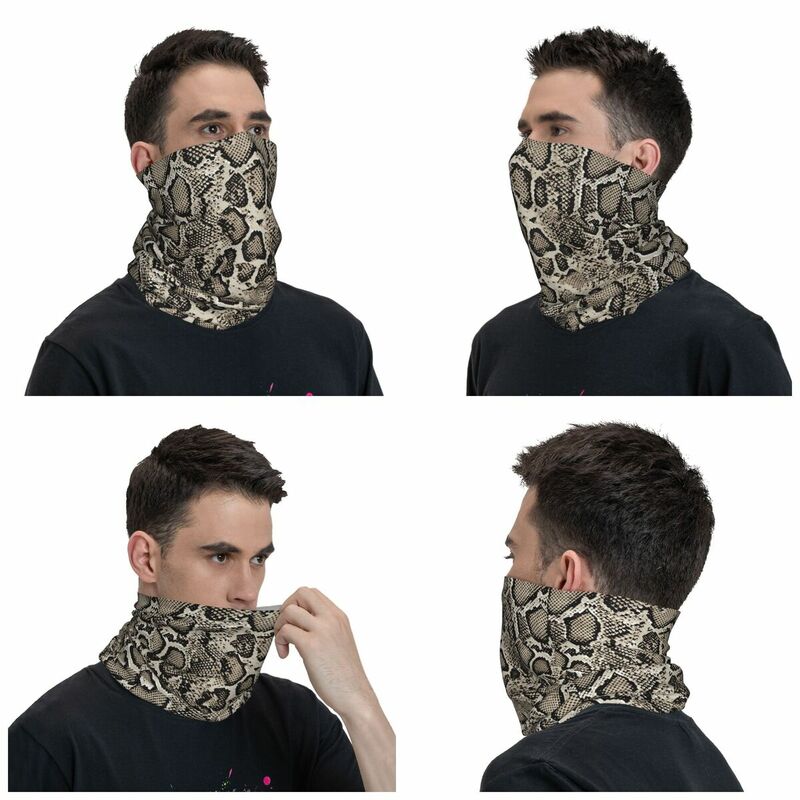 Bandana con patrón de piel de serpiente para hombre y mujer, Bandana estampada, máscara facial, bufanda cálida, diadema para montar, lavable