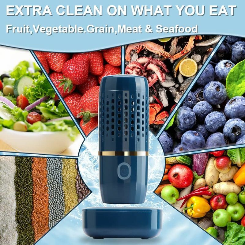 Protable Ultrasonic Fruit Vegetable Washing Machine Capsule Wireless Food Cleaner Suitable Outdoor Picnic Fruit Food Purifier
