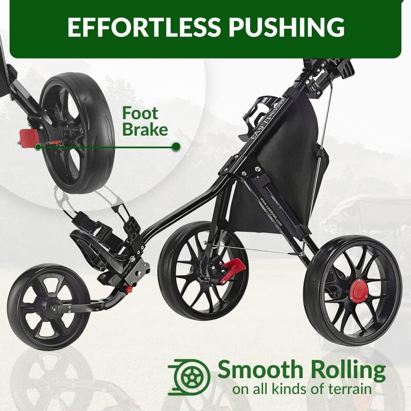 Caddytek-3-Wheel Golf Push Cart, fácil de Dobrar, fácil de Dobrar, Caddy Cart, Pushcart, SuperLite Deluxe, V3