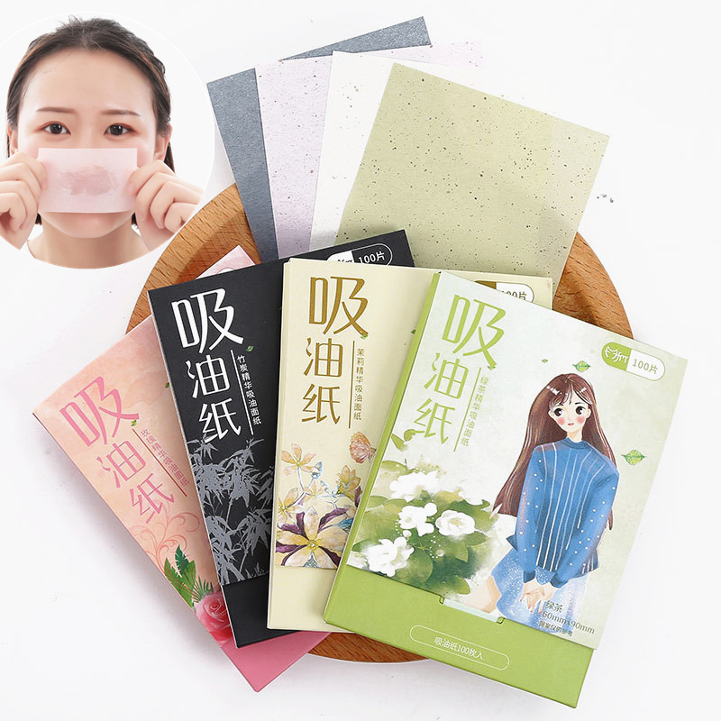Lingettes anti-huile pour le visage, en papier absorbant, portable, chaud, thé vert, feuille de charbon de bambou, tissu absorbant huileux pour le visage, 2022