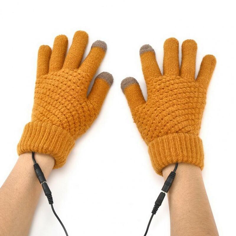 Thermal Gloves 1 Set Terrific Touch Screen Solid Color  Universal Anti-slid Winter Warm Gloves for Office