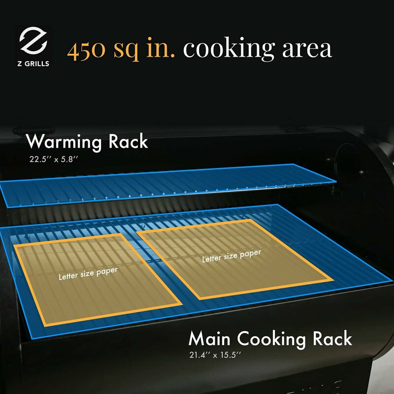 ZPG-450A 2024 Mise à niveau du gril à granulés de bois et fumoir 6 en 1 Barbecue Contrôle de la température automatique, 450 Sq en bronze
