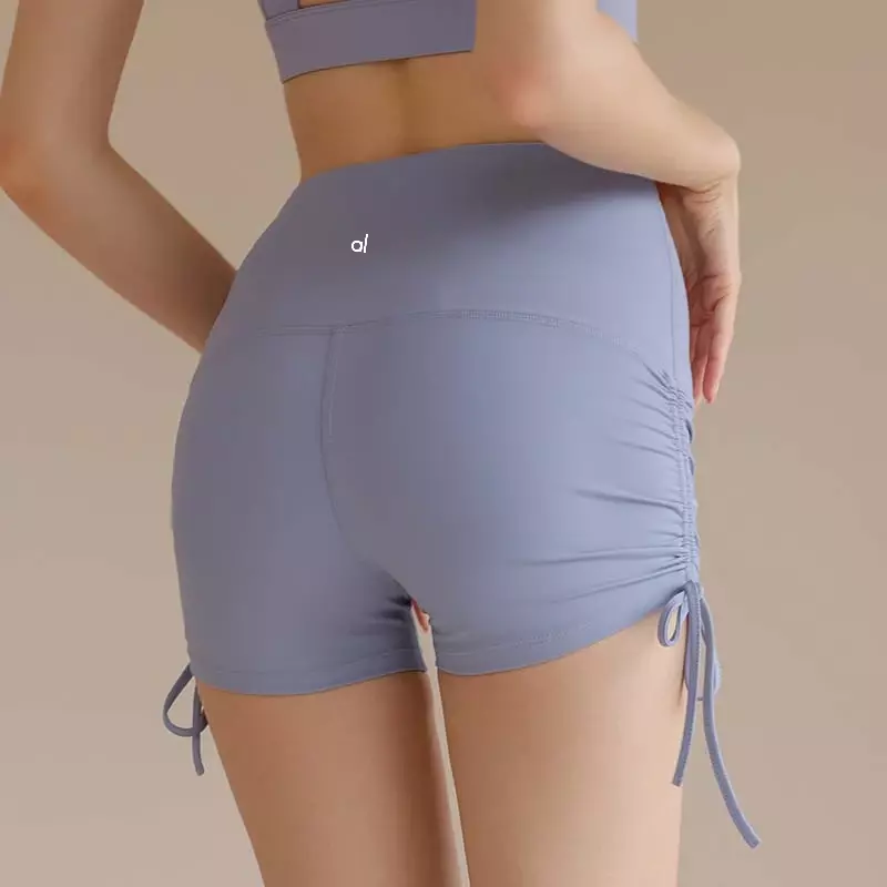 Pantalones cortos deportivos informales para mujer, ropa deportiva ajustada de cintura alta, secado rápido, con cordón