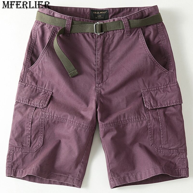 Pantalones cortos Cargo para hombre, Shorts informales de Color sólido, a la moda, Color gris, Verano