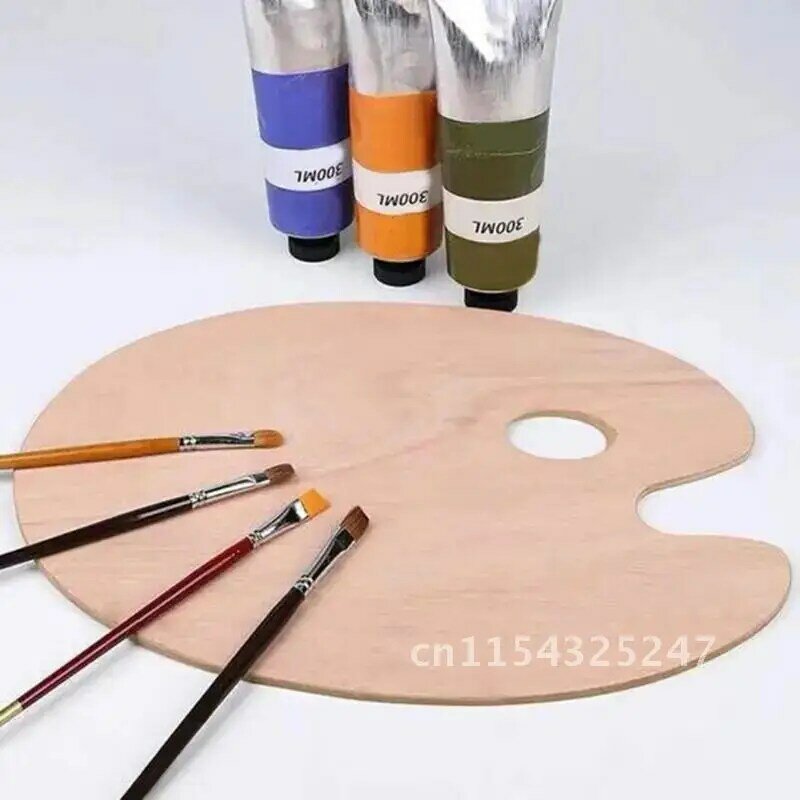 Palet kayu seniman dengan lubang jempol, baki cat minyak akrilik untuk dewasa