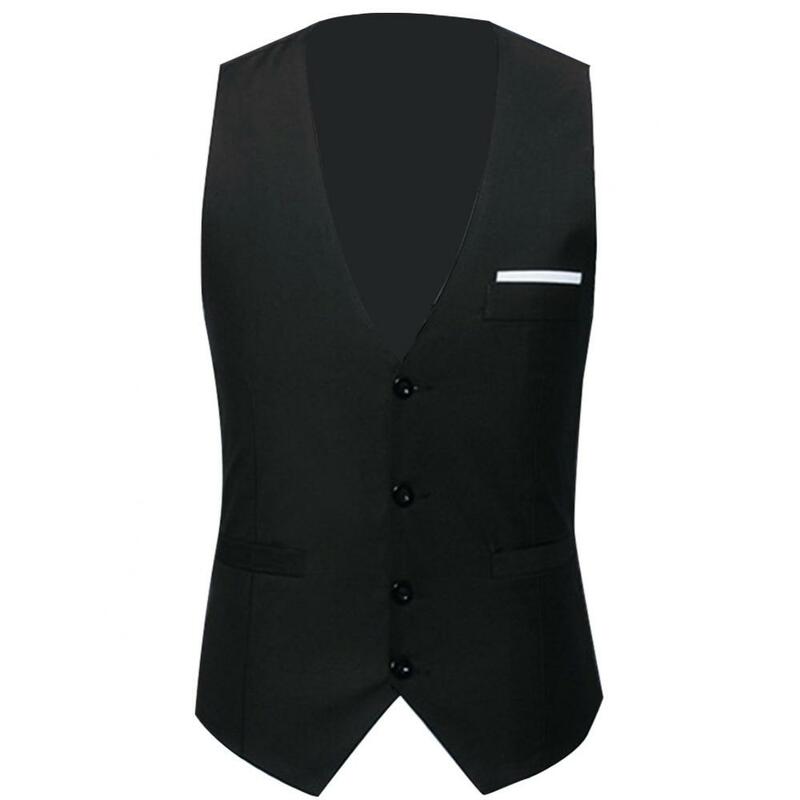 Men's Blazer Fashion Office Men Solid Color V Neck Sleeveless Button Waistcoat Slim Fit Vest Men's Suit Vest Men's Suit Vest