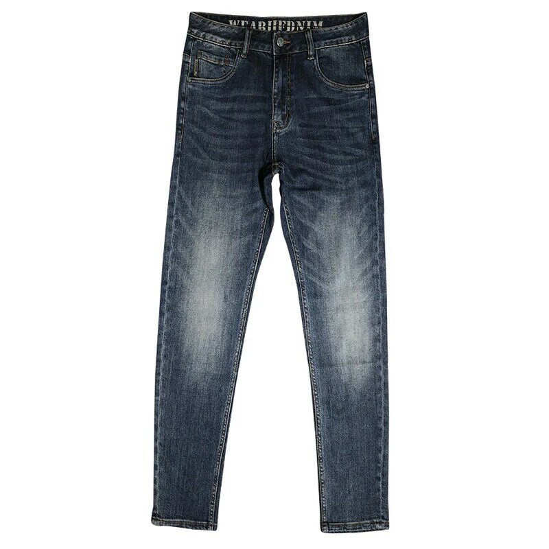 Новые дизайнерские модные мужские джинсы высокого качества в стиле ретро синие эластичные облегающие рваные джинсы мужские винтажные брюки джинсовые брюки для мужчин