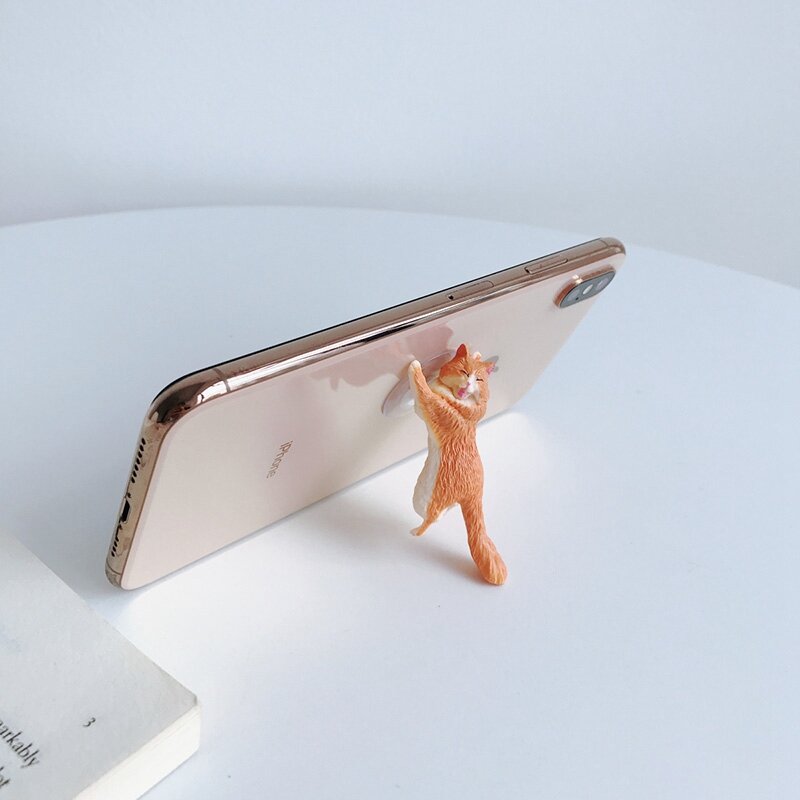 Soporte con ventosa para teléfono móvil, adorno de mesa para IPhone, Samsung y Xiaomi, bonito gato