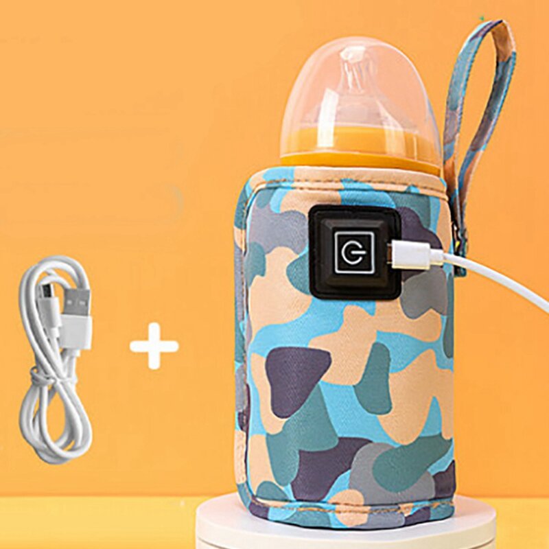 Universal USB Milk Water Warmer Travel Stroller Insulated Bag Portable Nursing Bottle Heater Camouflage-Black